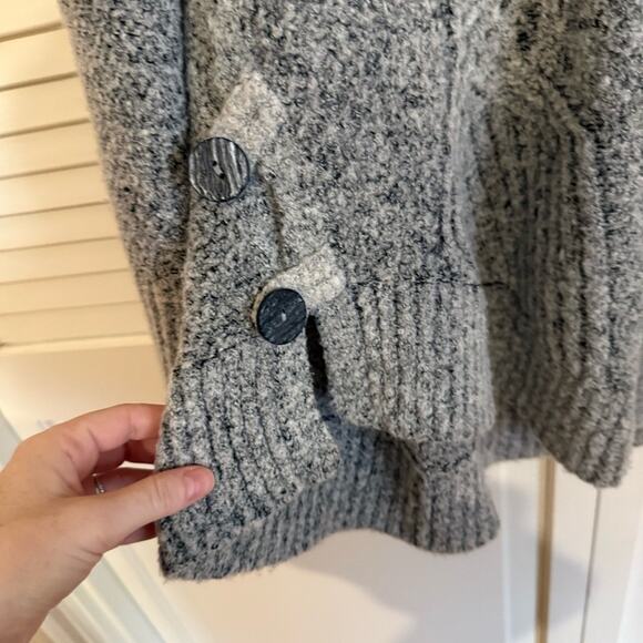 Anthropologie Angel of the North Grey Wool Blend Chunky Knit Cowl Neck Sweater - Picture 4 of 8